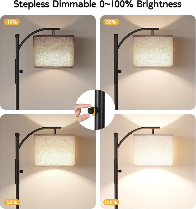 SUNMORY Dimmable Arc Floor Lamps for Living Room, Stepless Dimming Modern Floor Lamp with 1000 Lumens Bulb, Metal Standing Lamp with Adjustable Hanging Lampshade, Tall Floor Lamps, Bedroom, Office - Image 2
